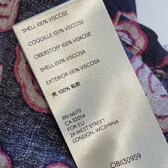 Maeve for Anthropologie Cathy Pleated Top Womens Medium Plum Floral Puff Sleeves - Picture 7 of 10